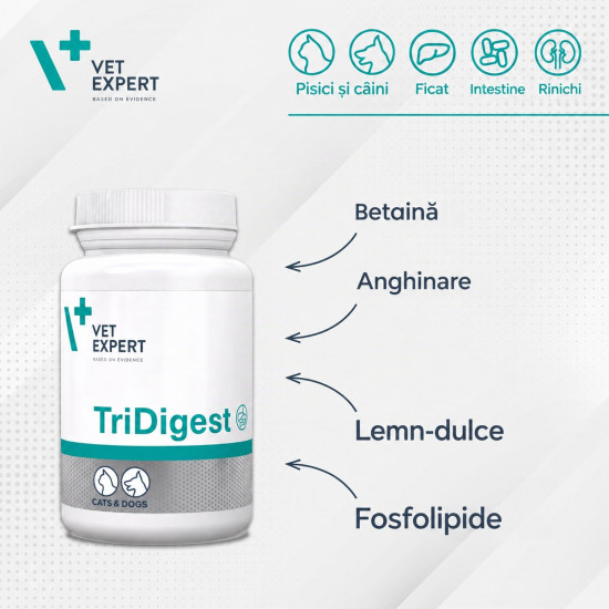 Tridigest Vet Expert – Supliment pentru Susținerea Sistemului Digestiv la Câini și Pisici – 40 Tablete